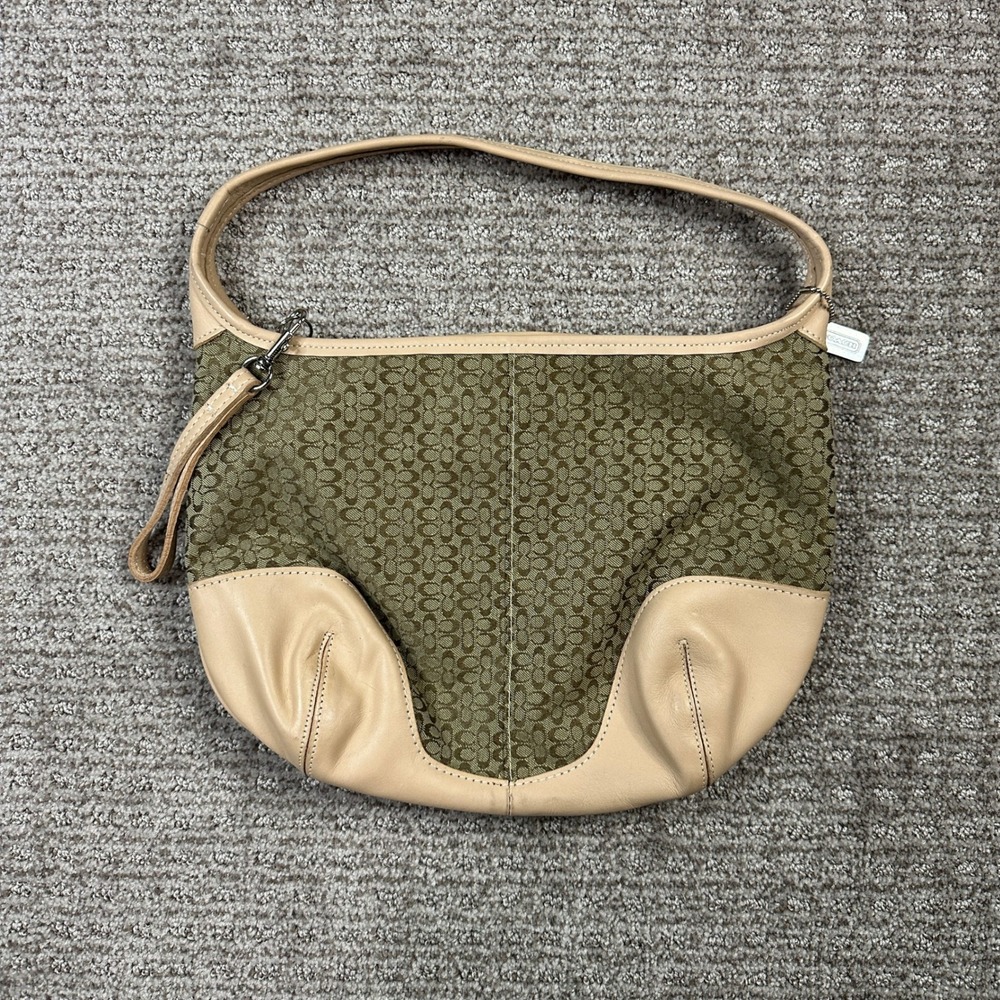 Vintage Y2K Coach 7548 Soho Hobo Bag Signature Jacquard Tan Olive